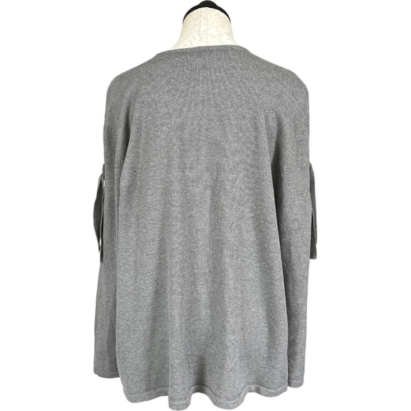 J. Jill Cotton Rayon Cold Shoulder Crew Neck Pullover Sweater Ties Gray Size XL - Picture 5 of 13